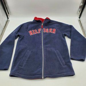 Tommy Hilfiger Fleece Jacket Women's Size Small Youth XL Blue Full Zip Spell Out
